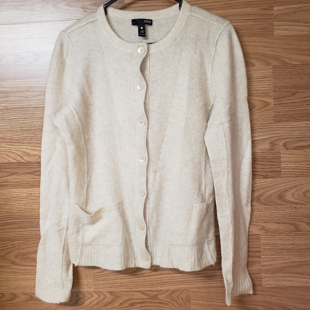 Aqua Beige Women's Cardigan 100% Cashmere Sz. L